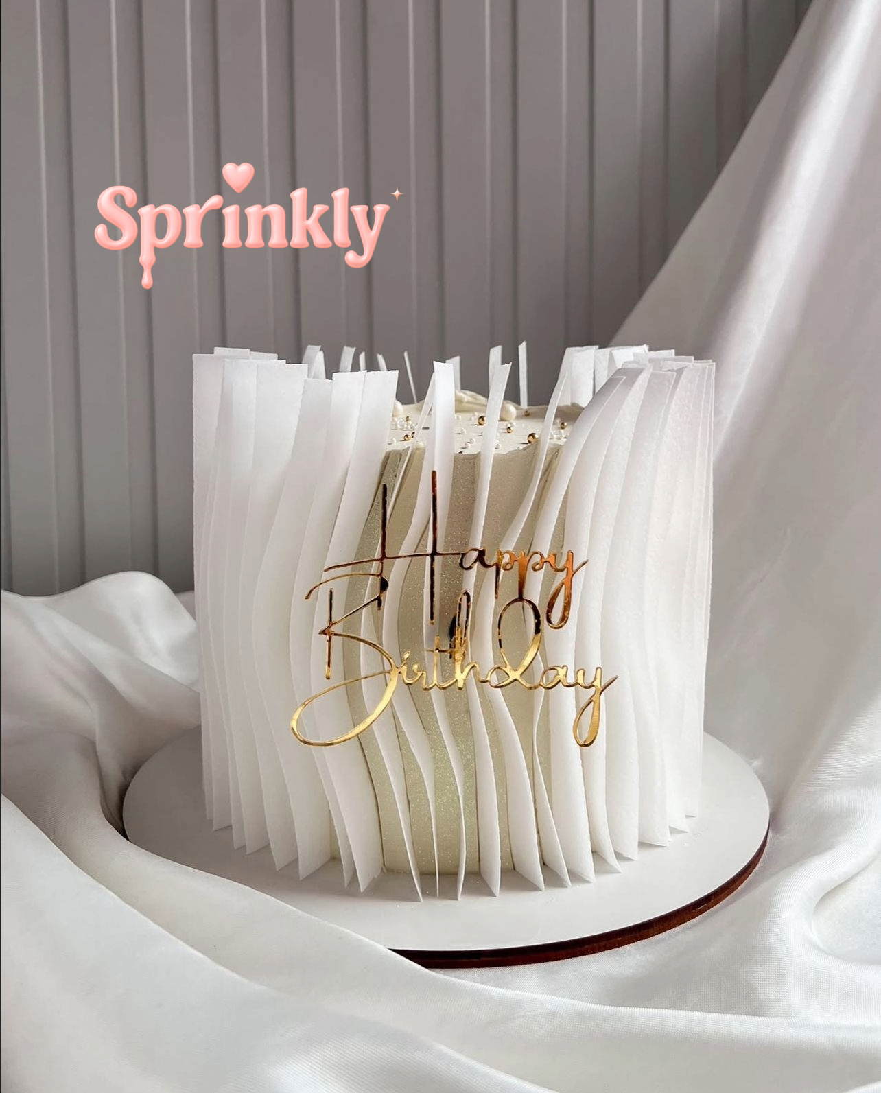 Modern Pleated Birthday Cake 🤍✨🎂