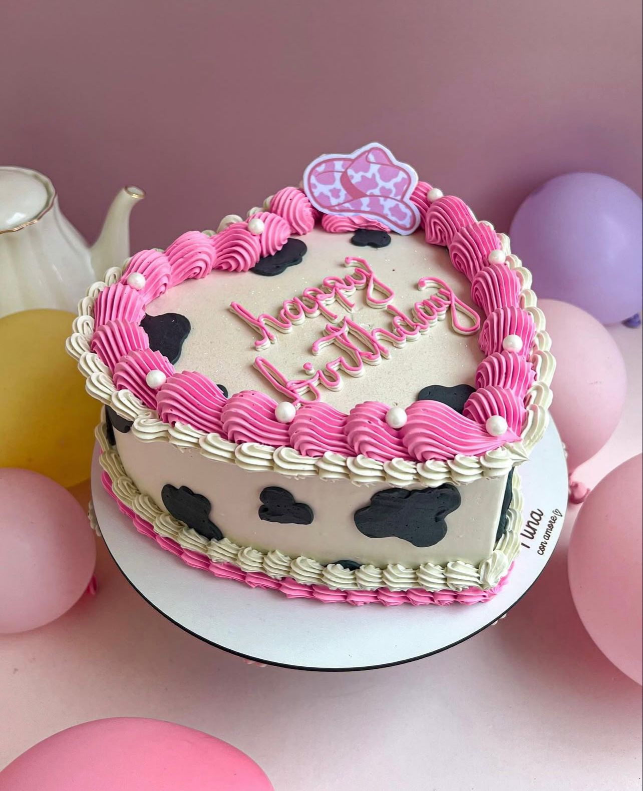 Pink Cow Heart Cake 🐄💖