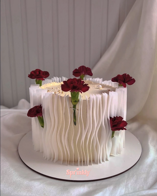 Elegant Red Carnation Cake ❤️✨🌹