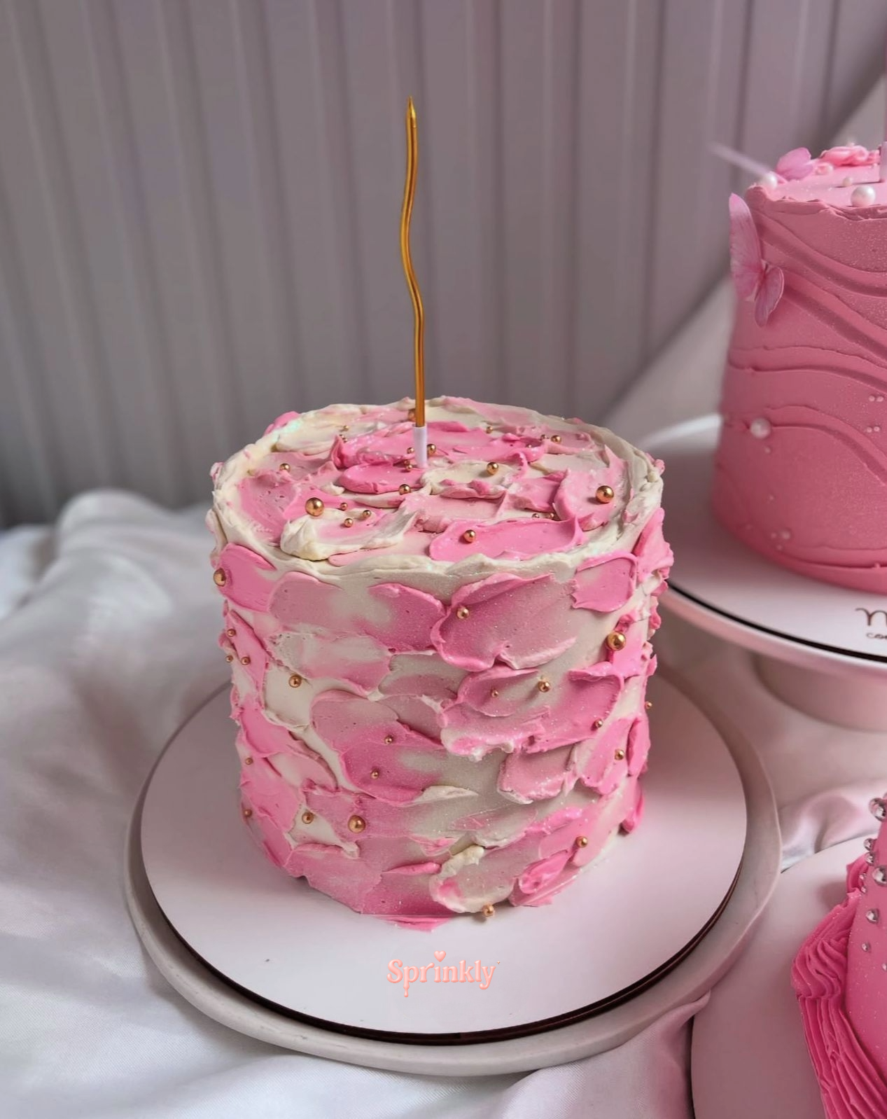 Pink Brushstroke Birthday Cake 🎀💗✨