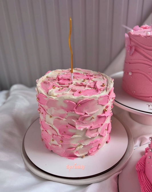 Pink Brushstroke Birthday Cake 🎀💗✨