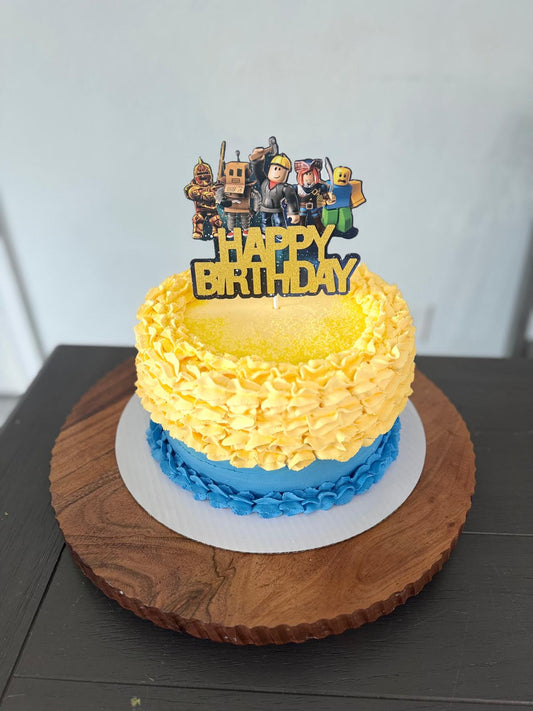 Bright Yellow & Blue Birthday Cake 🎉💛💙