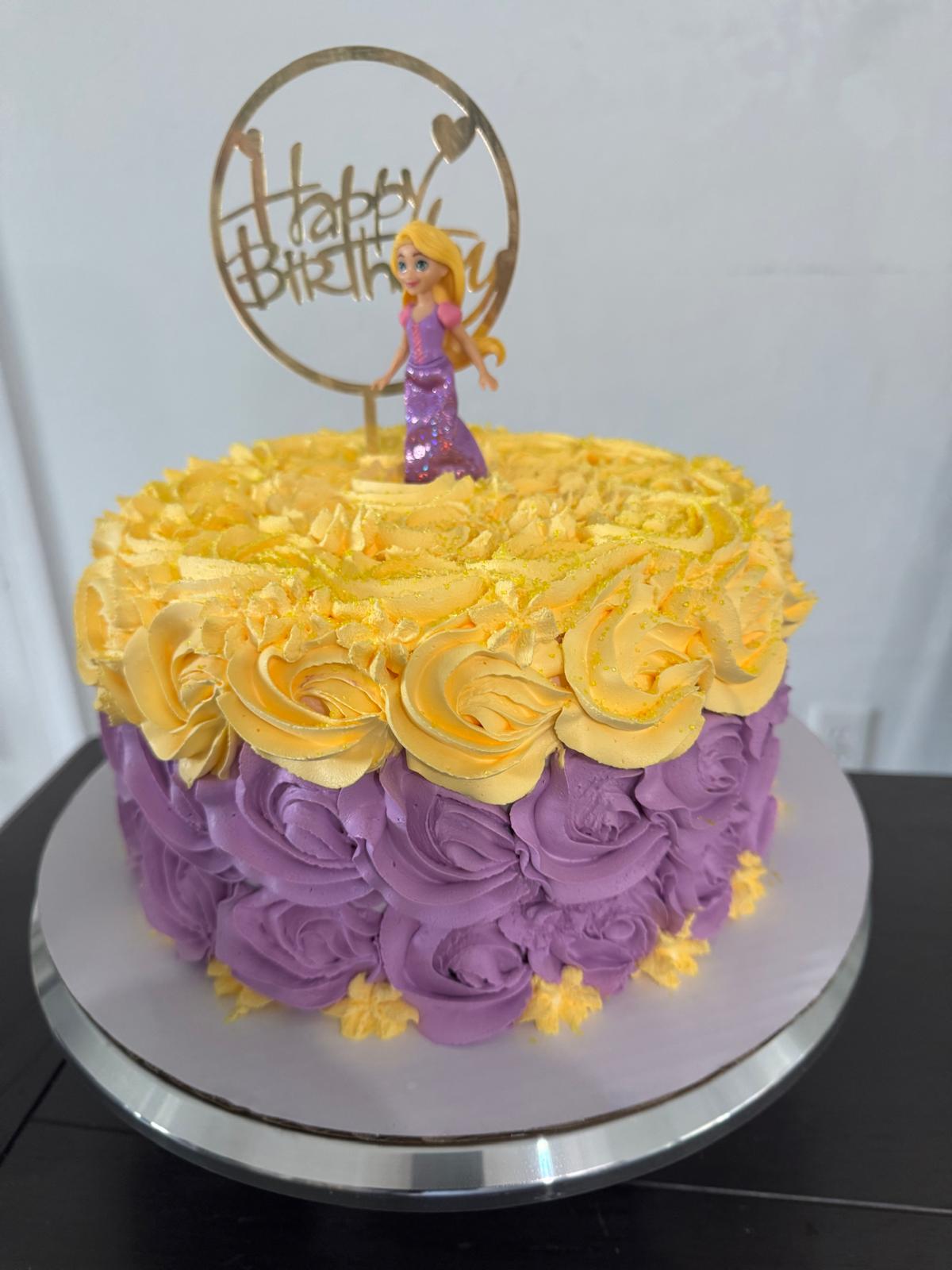 Purple & Yellow Rosette Birthday Cake 🌻💜💛