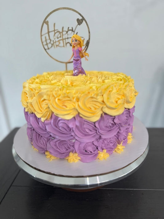 Purple & Yellow Rosette Birthday Cake 🌻💜💛