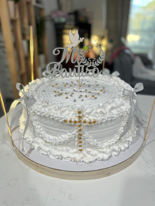 White Baptism Celebration Cake ✝️🤍✨