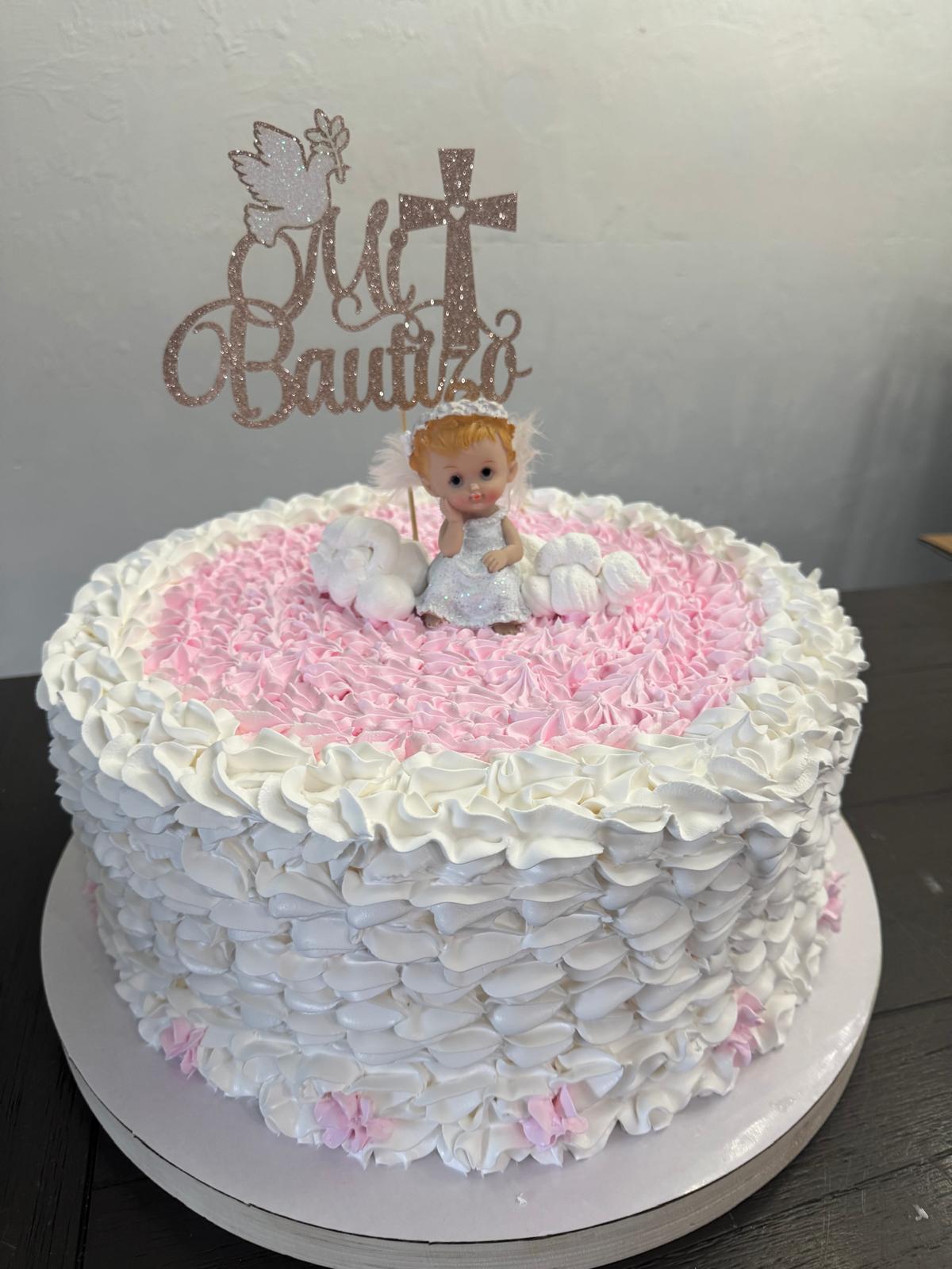 Pink & White Baptism Cake 🤍🎀✨