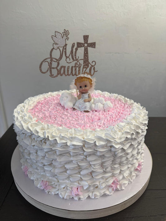 Pink & White Baptism Cake 🤍🎀✨