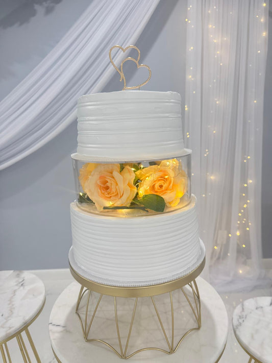 Elegant White Tier Cake with Floral Display 🌹🤍✨