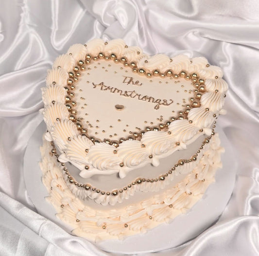 Elegant Heart Celebration Cake 💛✨