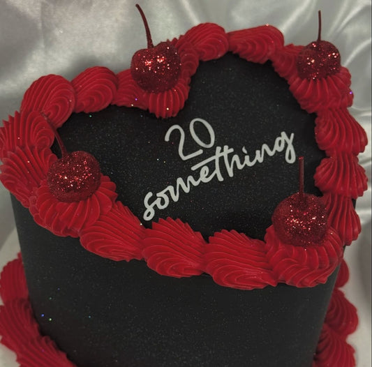 Black & Red Heart Celebration Cake ❤️🖤✨